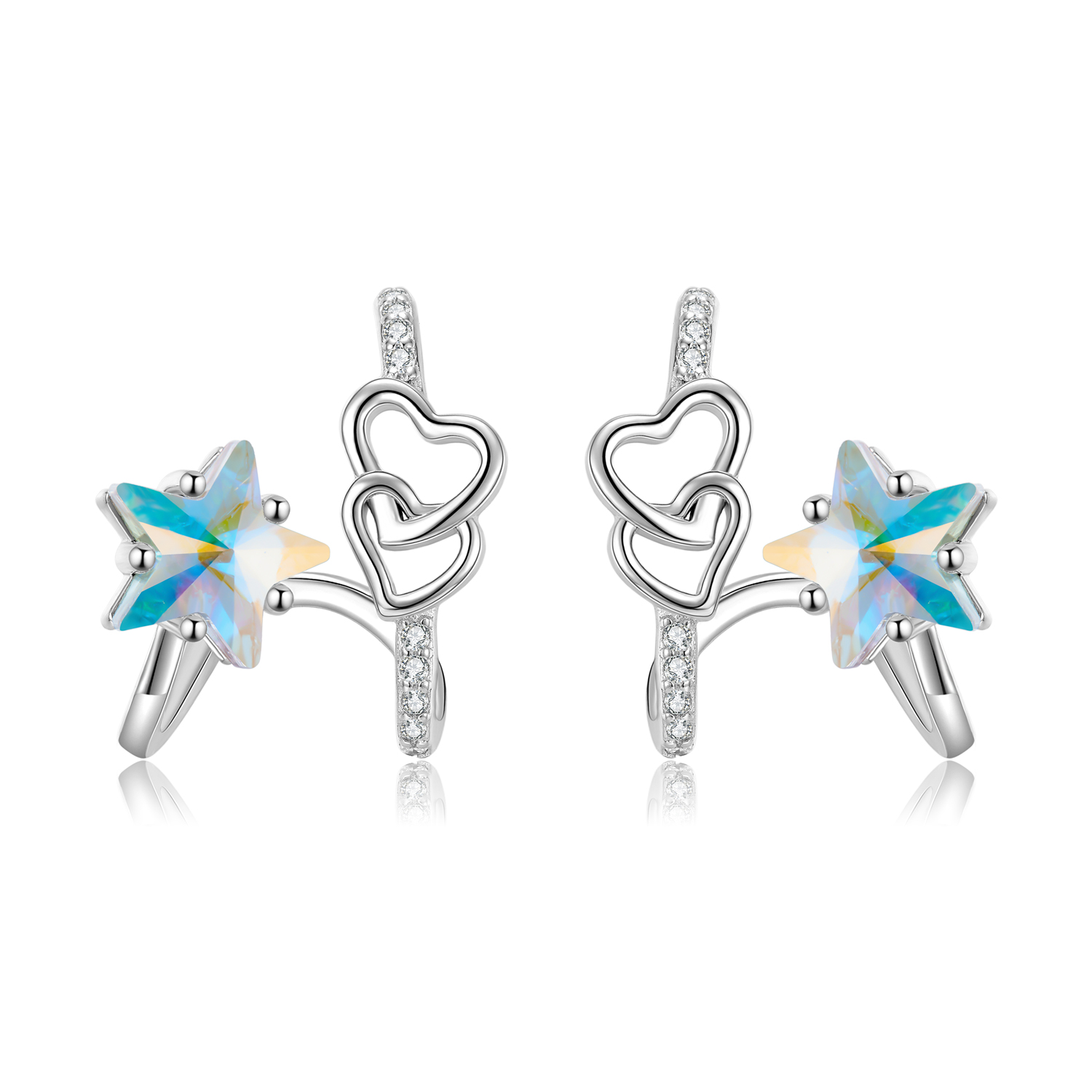 1 Pair Elegant Star Heart Shape Mermaid Sterling Silver Drop Earrings display picture 4