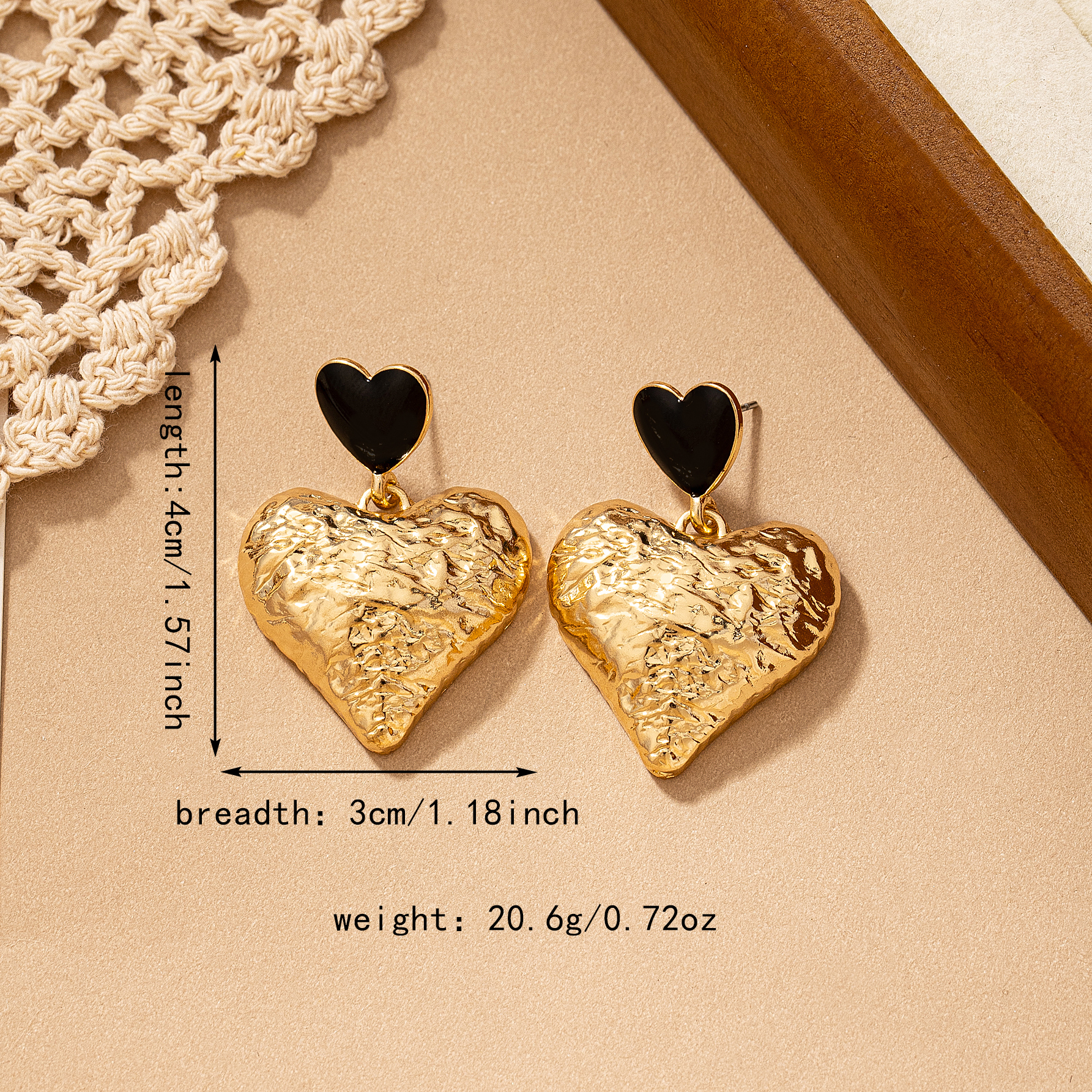 2 Pieces Romantic Double Heart Heart Shape Plating Alloy Drop Earrings display picture 5