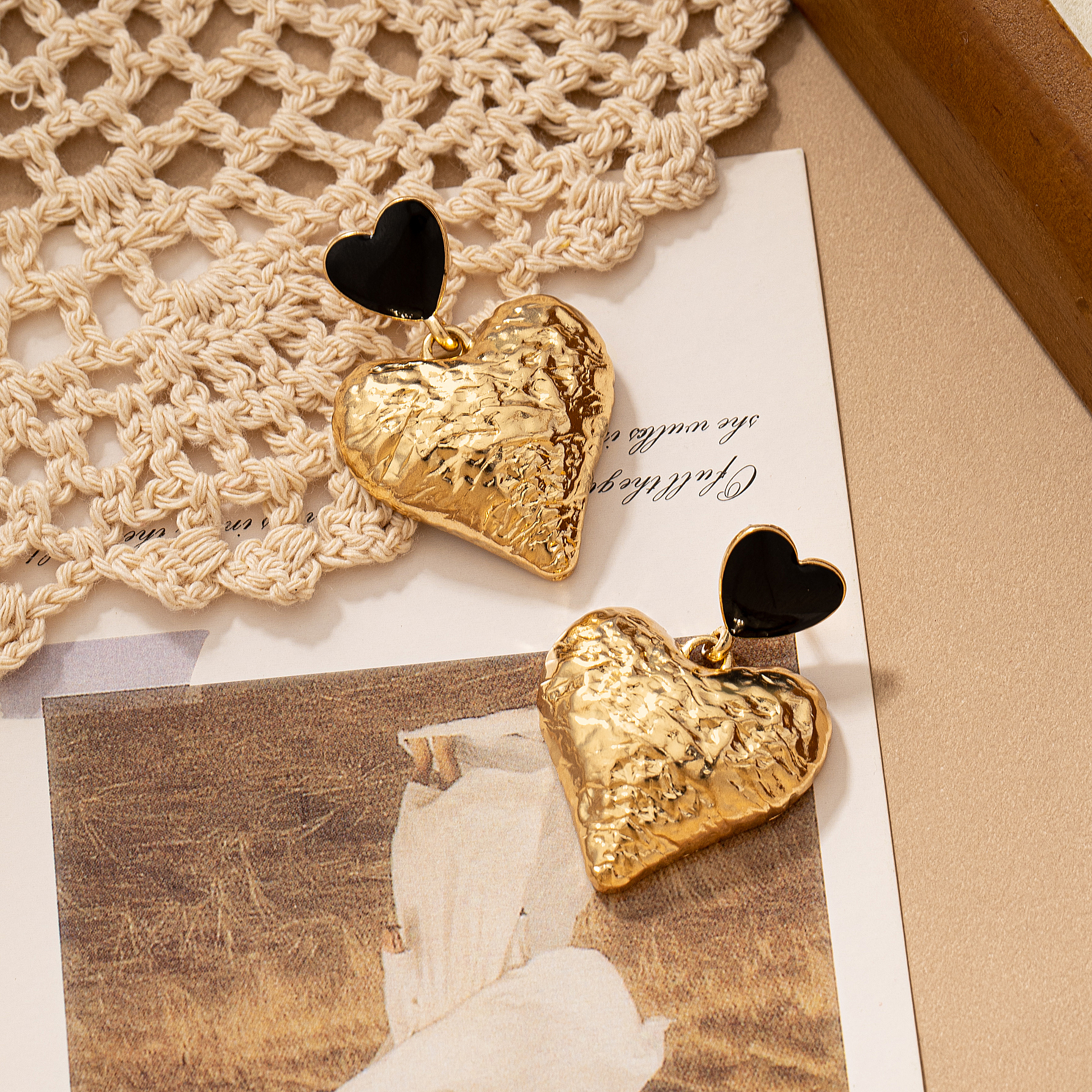 2 Pieces Romantic Double Heart Heart Shape Plating Alloy Drop Earrings display picture 3