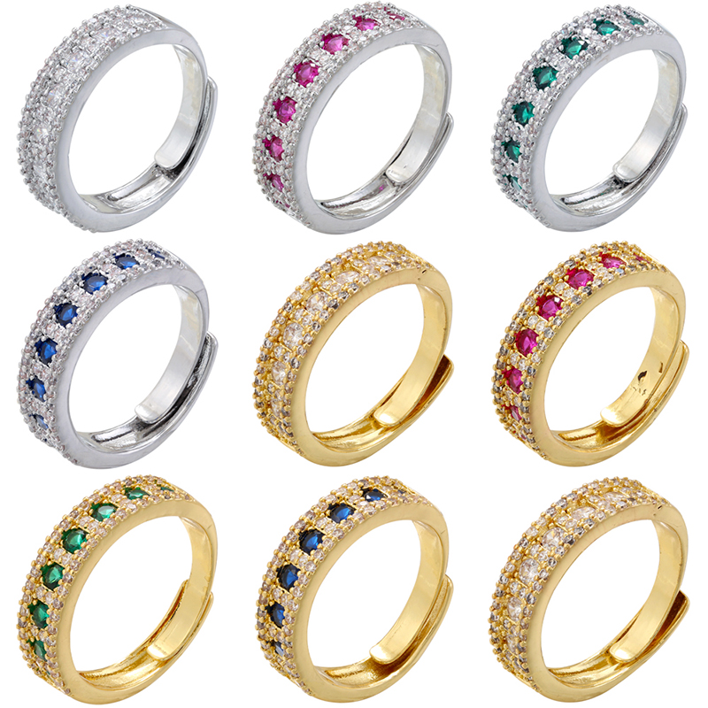 Wholesale Elegant Color Block Copper Plating Inlay Zircon Open Rings display picture 11