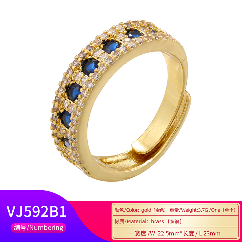 Großhandel Elegant Farbblock Kupfer Überzug Inlay Zirkon Offener Ring display picture 10