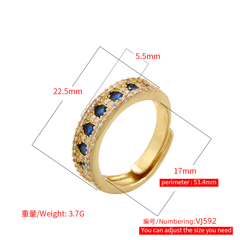 Großhandel Elegant Farbblock Kupfer Überzug Inlay Zirkon Offener Ring display picture 9