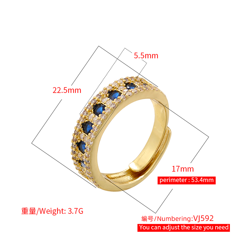 Wholesale Elegant Color Block Copper Plating Inlay Zircon Open Rings display picture 9