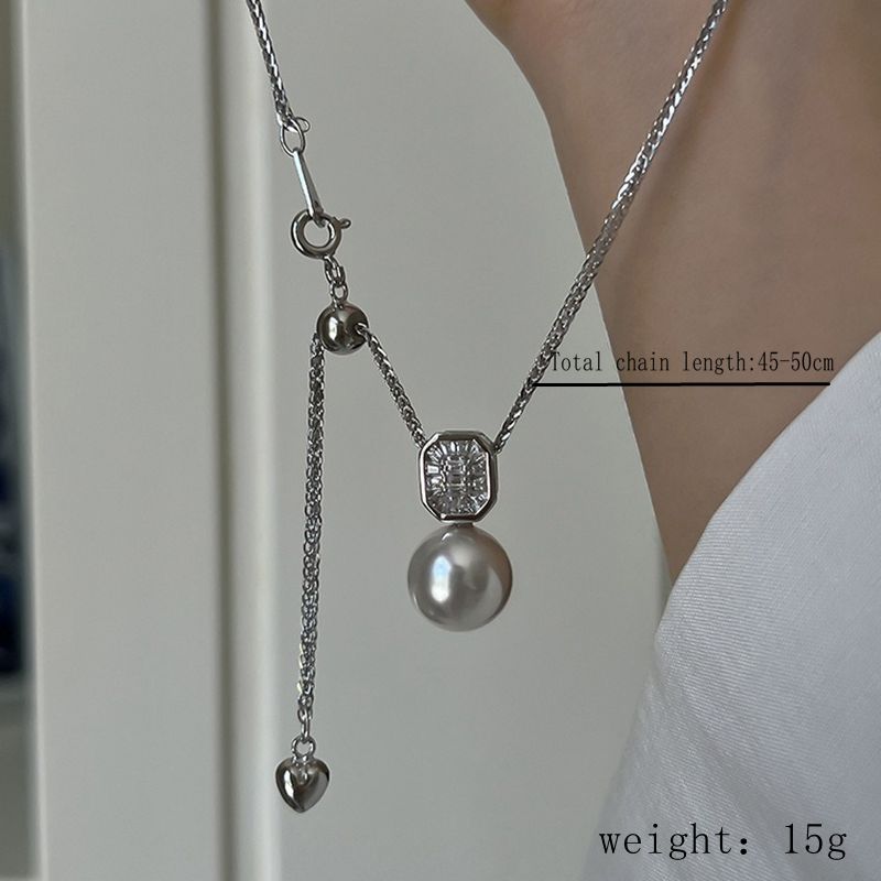 Sterling Silber Elegant Geometrisch Perle Halskette Mit Anhänger display picture 1