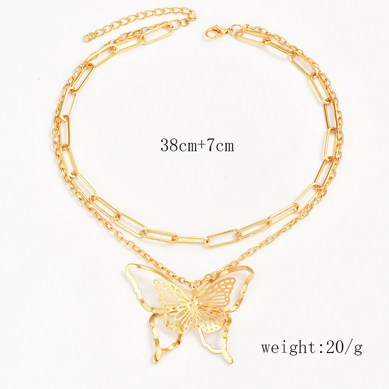 Sweet Simple Style Butterfly Alloy Plating Hollow Out Women's Double Layer Necklaces display picture 2