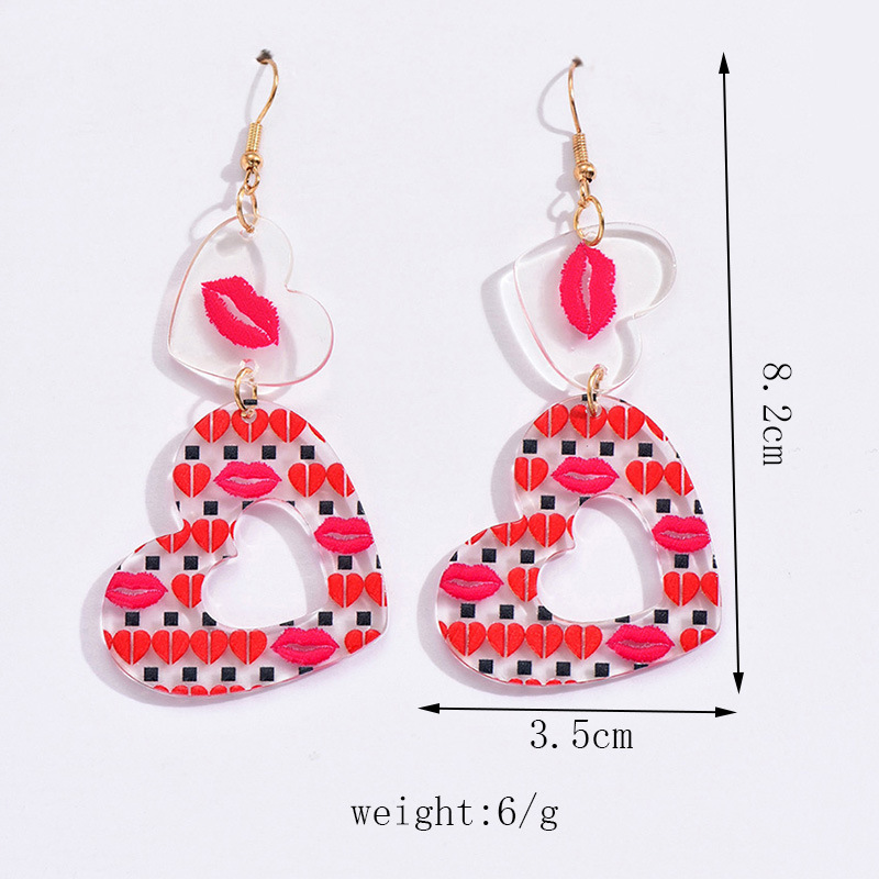 1 Pair IG Style Casual Simple Style Lips Heart Shape Polishing Arylic Drop Earrings display picture 2