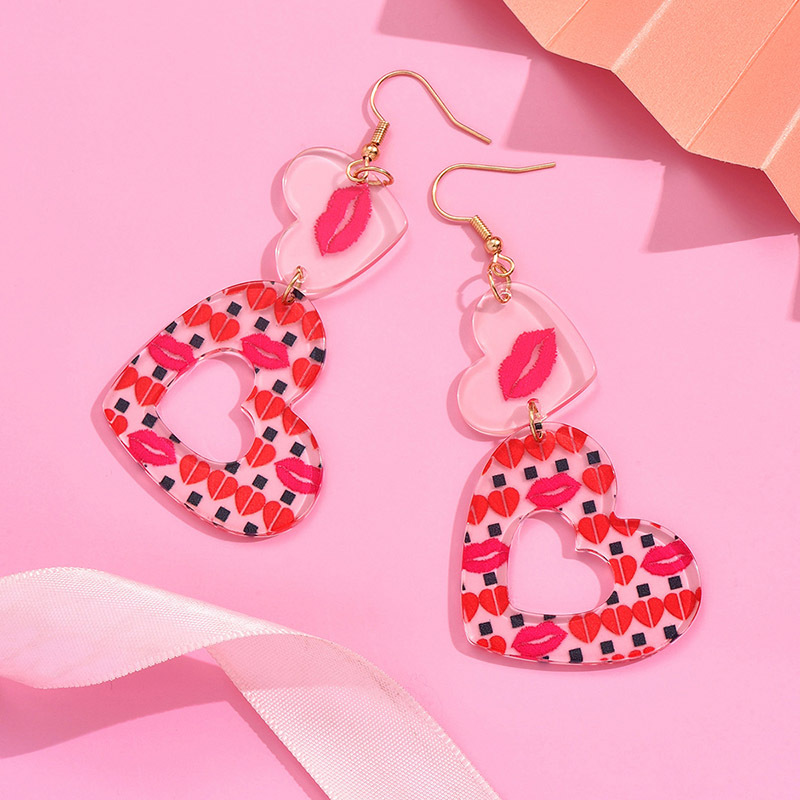 1 Pair IG Style Casual Simple Style Lips Heart Shape Polishing Arylic Drop Earrings display picture 4