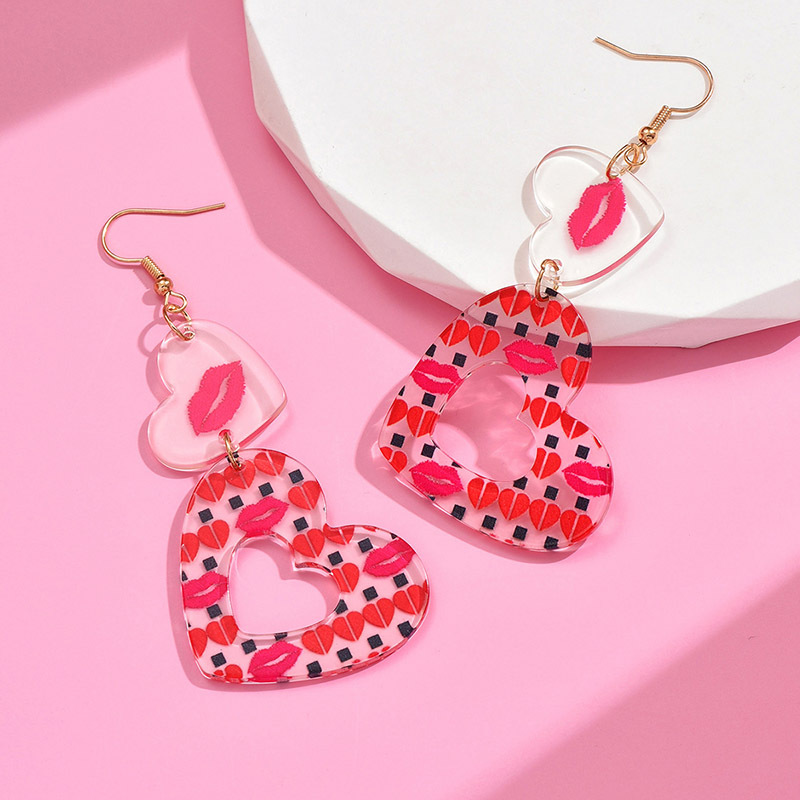 1 Pair IG Style Casual Simple Style Lips Heart Shape Polishing Arylic Drop Earrings display picture 6