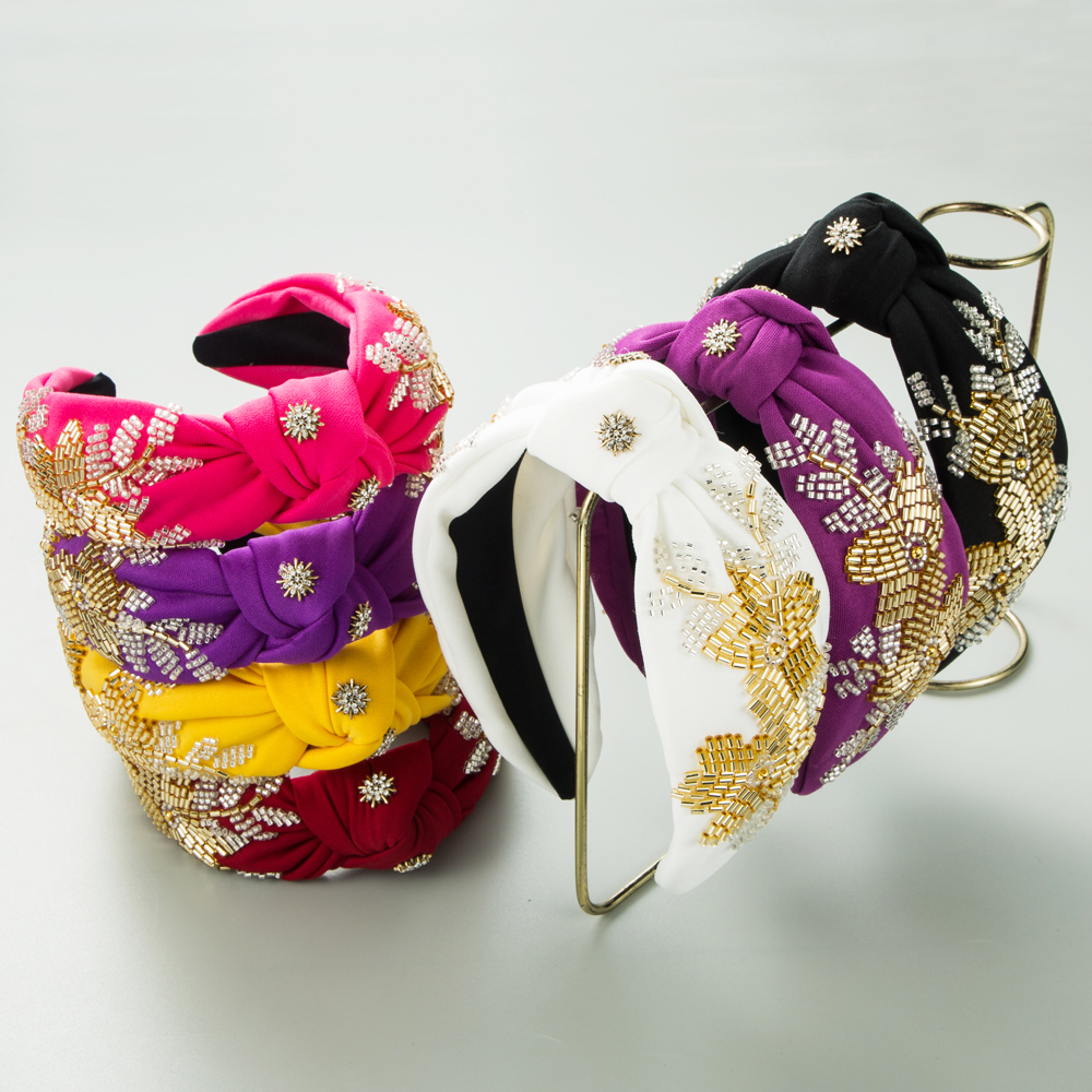 Women's Elegant Luxurious Knot Flower Cloth Beaded Inlay Artificial Crystal Hair Band display picture 2