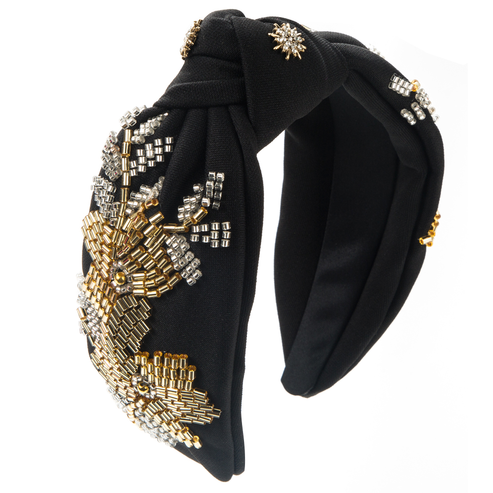 Frau Elegant Luxuriös Knoten Blume Tuch Perlen Inlay Künstlicher Kristall Haarband display picture 10