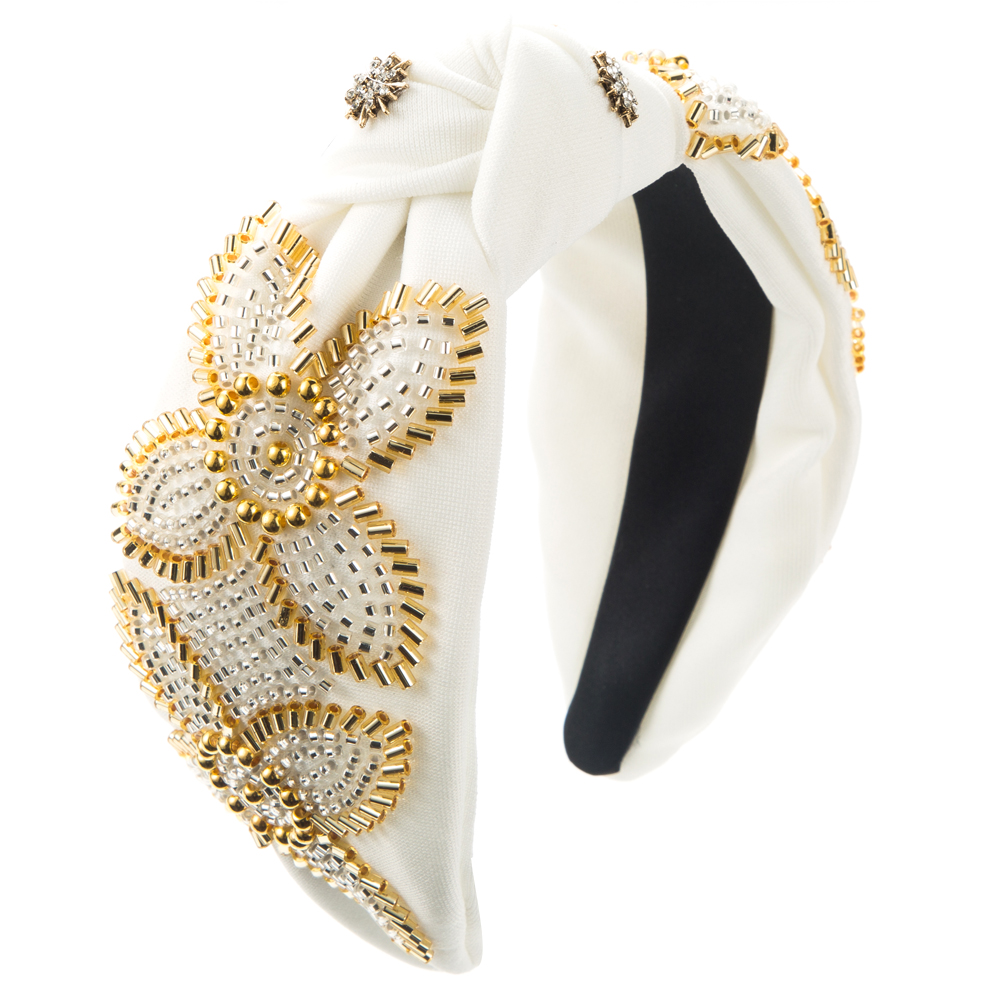 Women's Elegant Luxurious Knot Flower Cloth Beaded Inlay Rhinestones Hair Band display picture 6