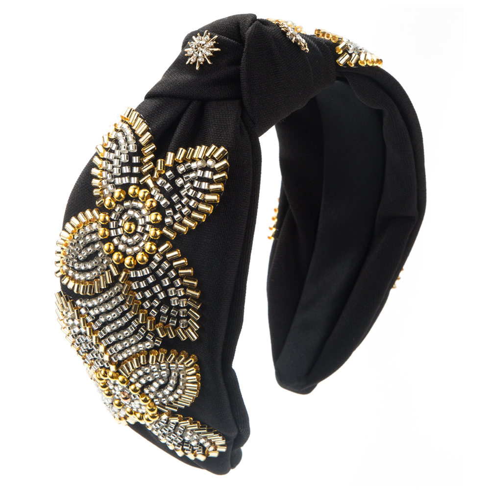 Women's Elegant Luxurious Knot Flower Cloth Beaded Inlay Rhinestones Hair Band display picture 7