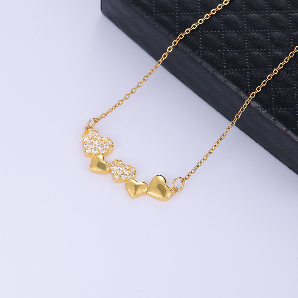 Wholesale Elegant Heart Shape 304 Stainless Steel Plating Inlay 18K Gold Plated Zircon Pendant Necklace display picture 6