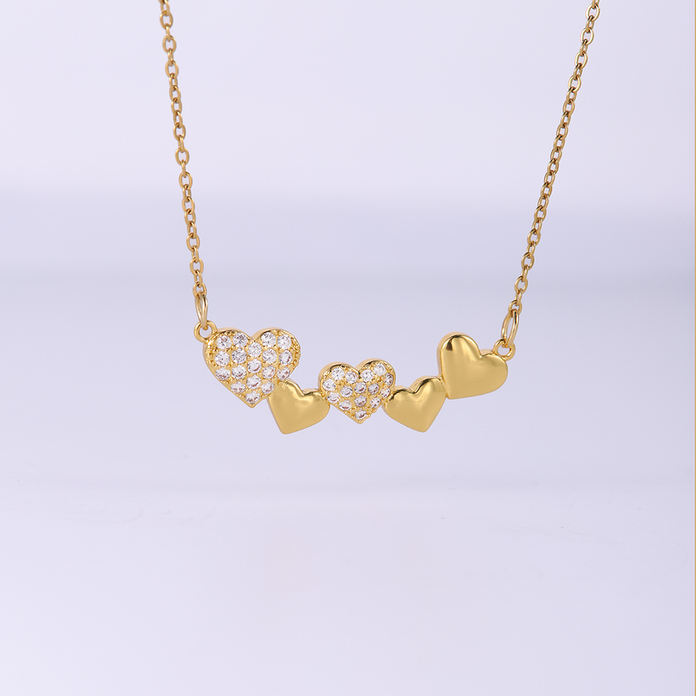 Wholesale Elegant Heart Shape 304 Stainless Steel Plating Inlay 18K Gold Plated Zircon Pendant Necklace display picture 4