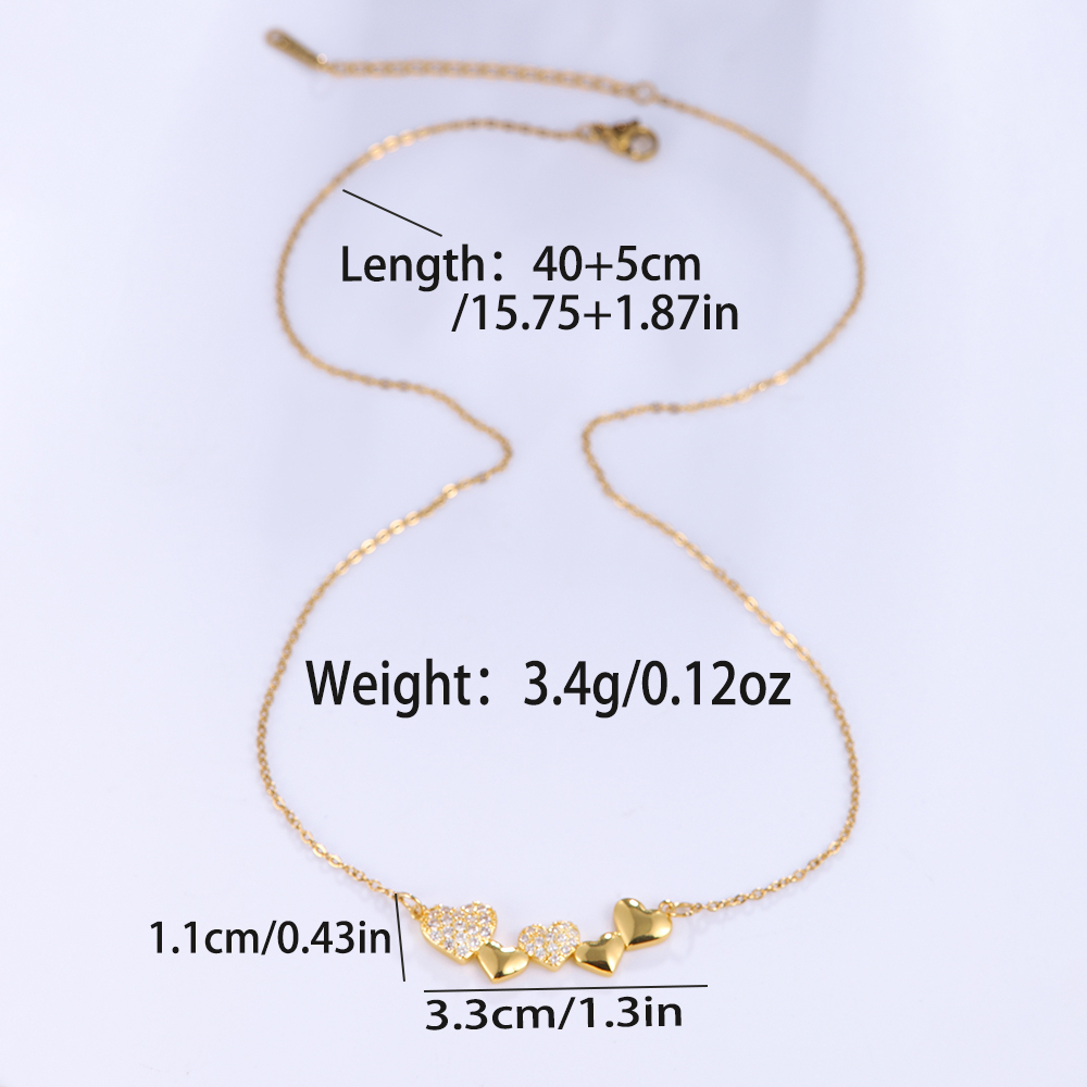 Wholesale Elegant Heart Shape 304 Stainless Steel Plating Inlay 18K Gold Plated Zircon Pendant Necklace display picture 3