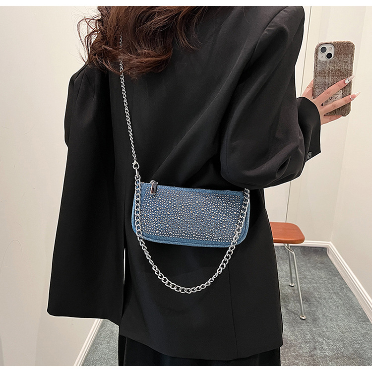 Women's Small Denim Color Block Vintage Style Classic Style Zipper Shoulder Bag display picture 5