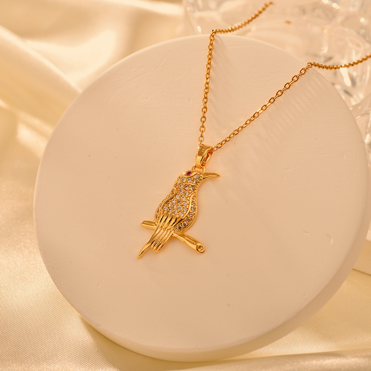Copper Modern Style Classic Style Bird Inlay Zircon Pendant Necklace display picture 3