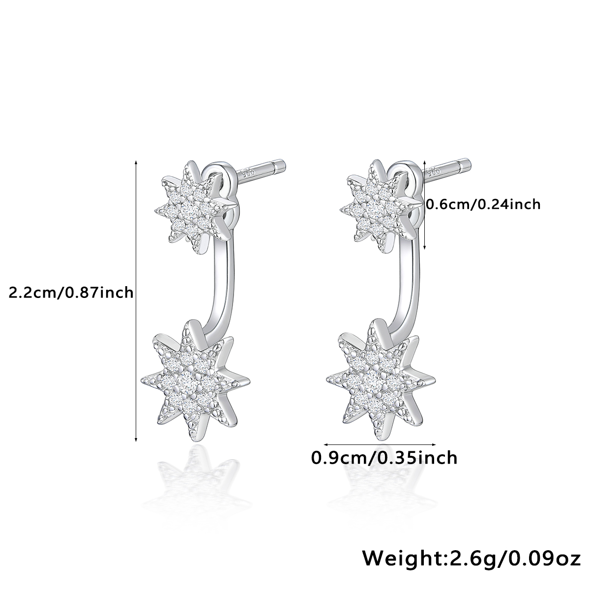 1 Pair Glam Simple Style Star Plating Inlay Sterling Silver Zircon Drop Earrings display picture 1