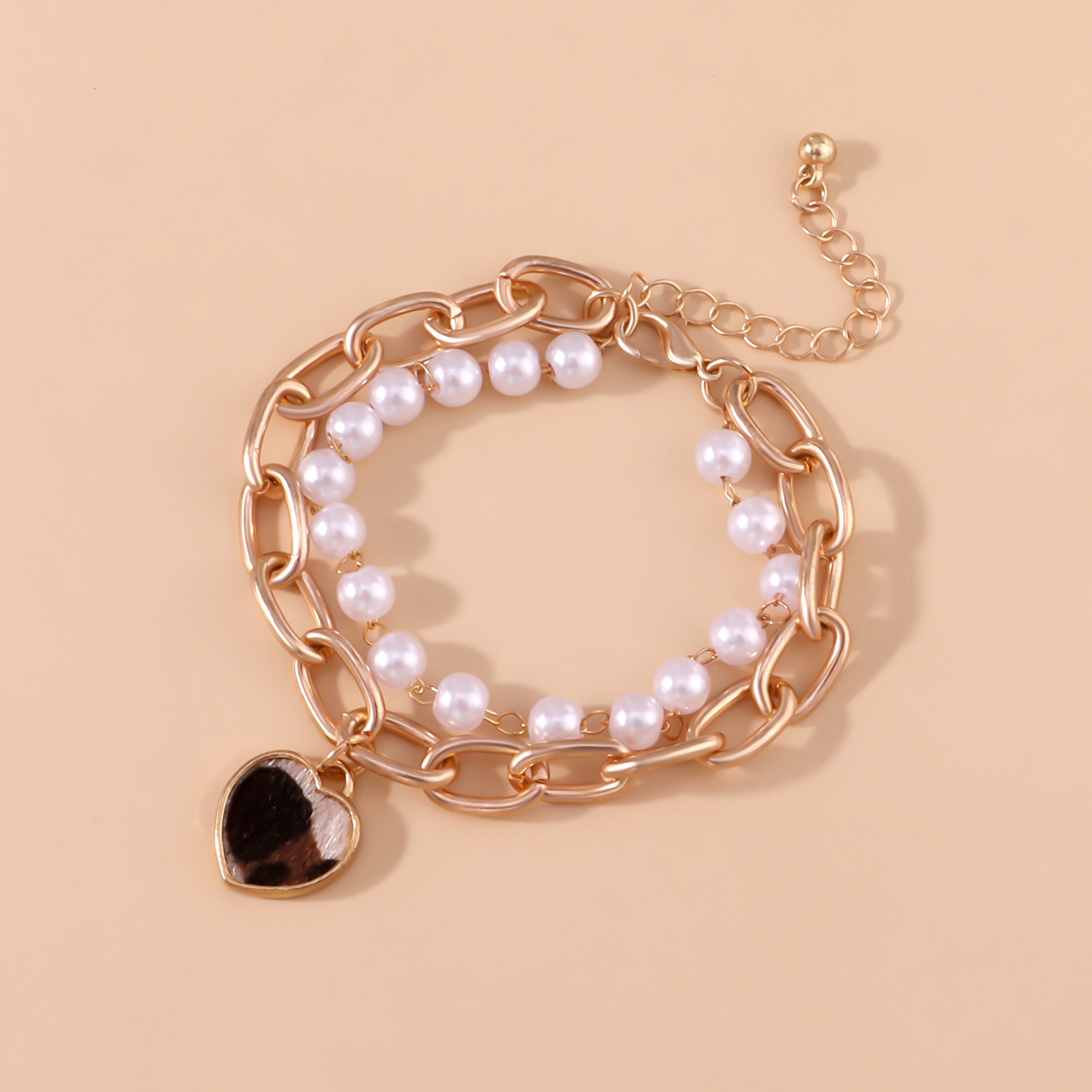 Casual Elegant Heart Shape Leopard Alloy Pearl Plating Women's Bracelets display picture 3