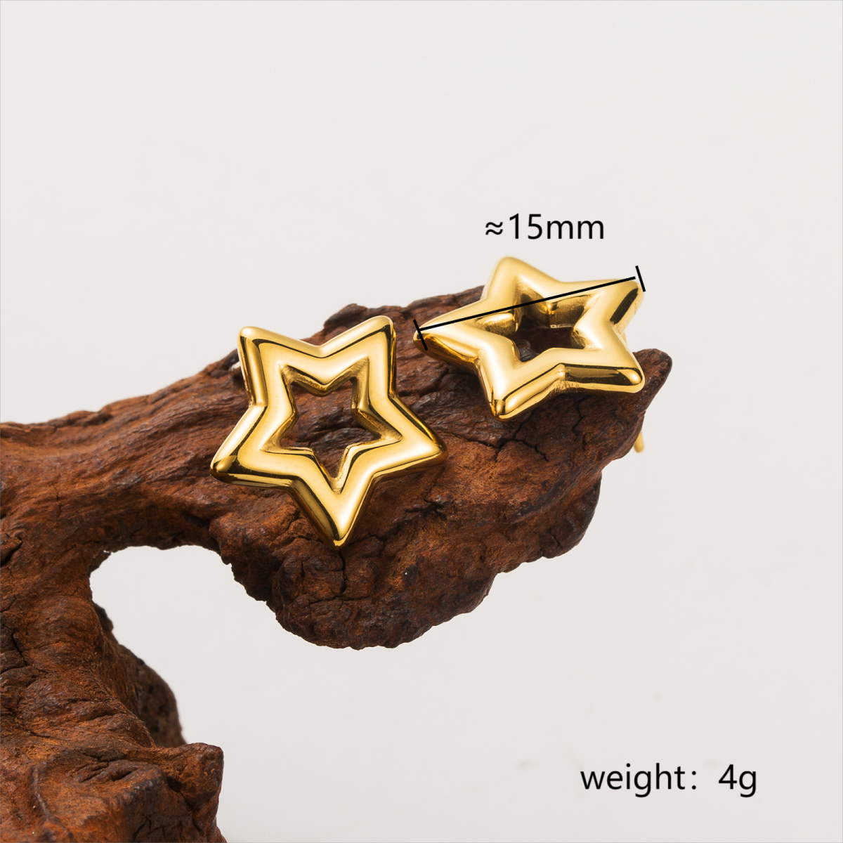 1 Paire Style Simple Star Placage Acier Inoxydable Plaqué Or 18k Boucles D'oreilles display picture 4