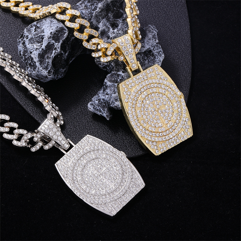 Hip-Hop Geometric Zinc Alloy Plating Inlay Rhinestones Men's Pendant Necklace display picture 6