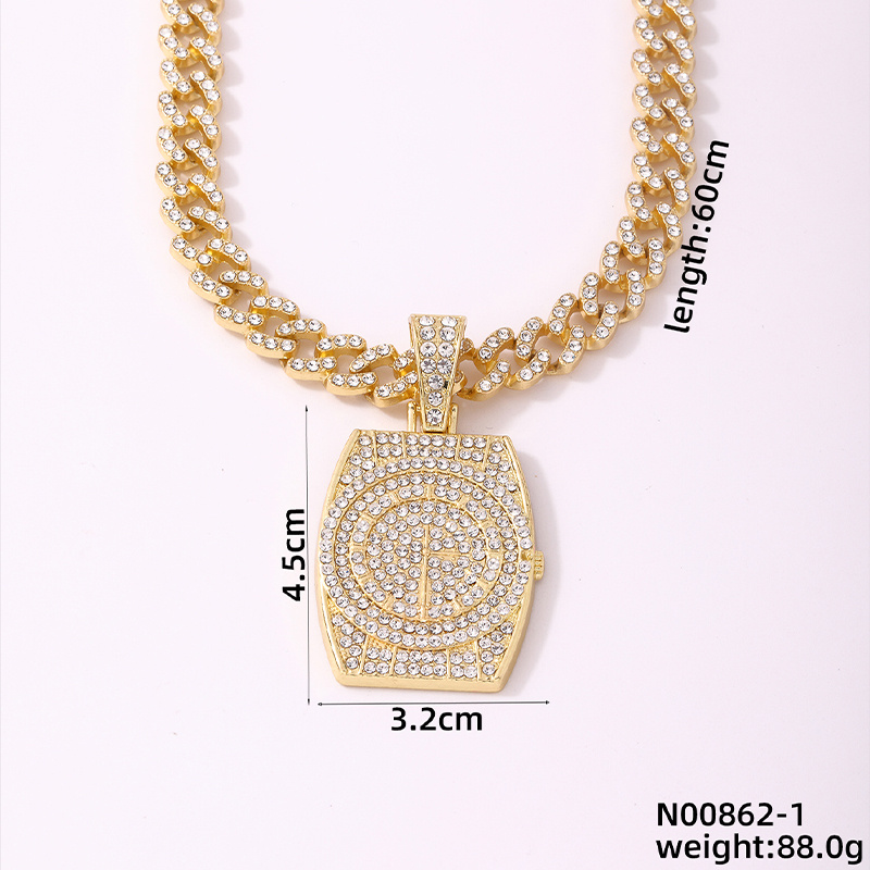Hip-Hop Geometric Zinc Alloy Plating Inlay Rhinestones Men's Pendant Necklace display picture 2