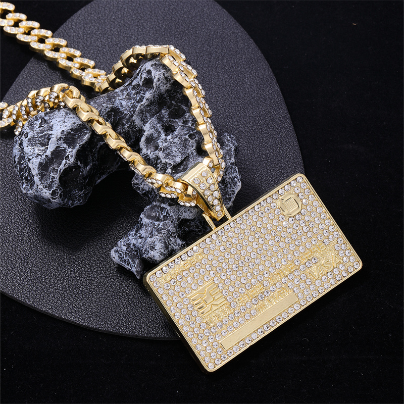 Hip-Hop Geometric Zinc Alloy Plating Inlay Rhinestones Men's Pendant Necklace display picture 1