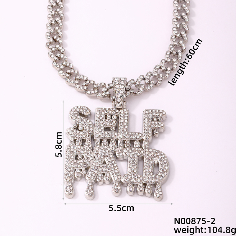 Hip-Hop Letter Zinc Alloy Plating Inlay Rhinestones Men's Pendant Necklace display picture 1