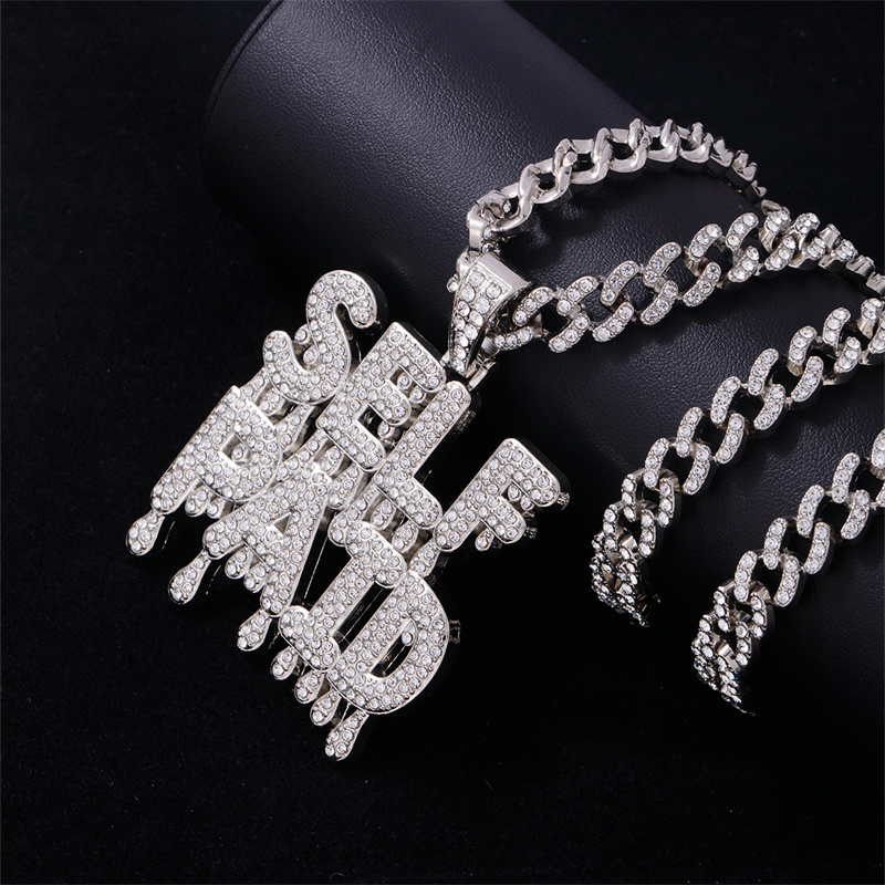 Hip-Hop Letter Zinc Alloy Plating Inlay Rhinestones Men's Pendant Necklace display picture 2