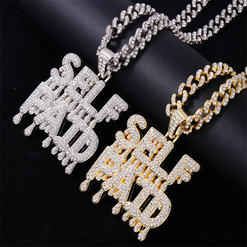 Hip Hop Letra Aleación De Zinc Enchapado Embutido Diamantes De Imitación Hombres Collar Colgante display picture 5