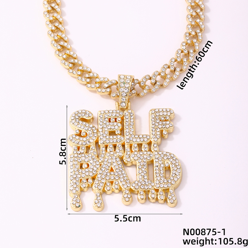 Hip-Hop Letter Zinc Alloy Plating Inlay Rhinestones Men's Pendant Necklace display picture 3