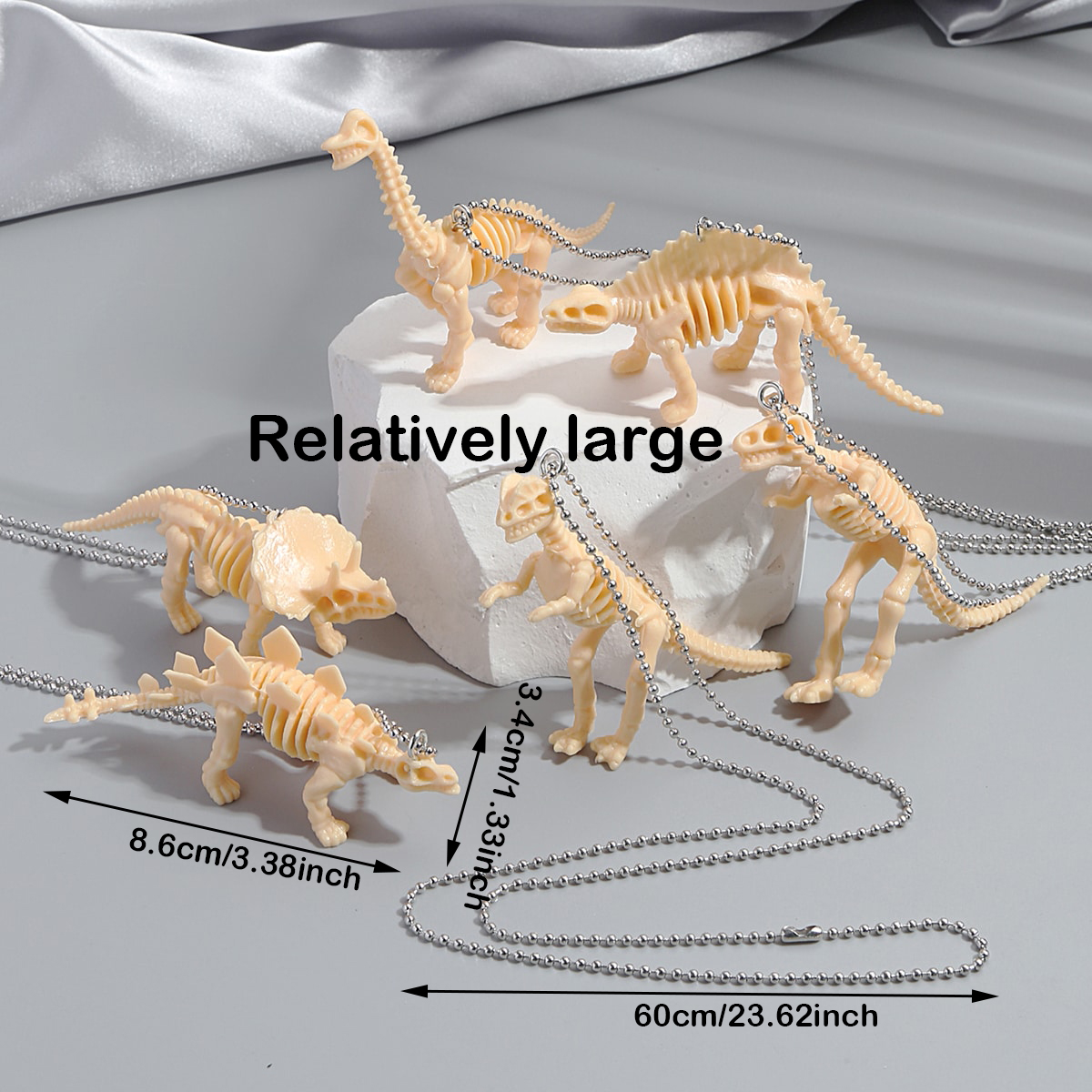مبالغ فيه أسلوب رائع ديناصور الراتنجات الاصطناعية تصفيح مطلي بالفضة للجنسين قلادة قلادة display picture 1