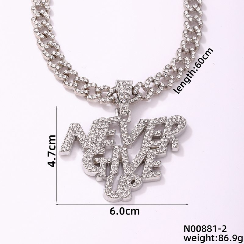 Hip-Hop Letter Zinc Alloy Plating Inlay Rhinestones Men's Pendant Necklace display picture 1