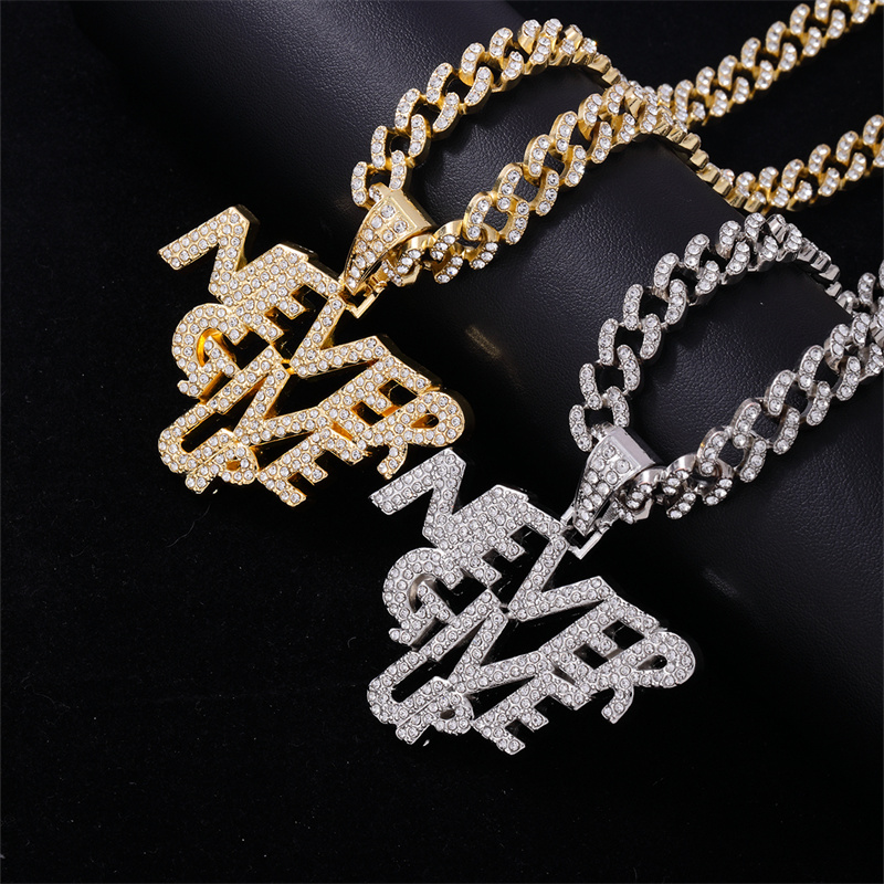 Hip-Hop Letter Zinc Alloy Plating Inlay Rhinestones Men's Pendant Necklace display picture 4