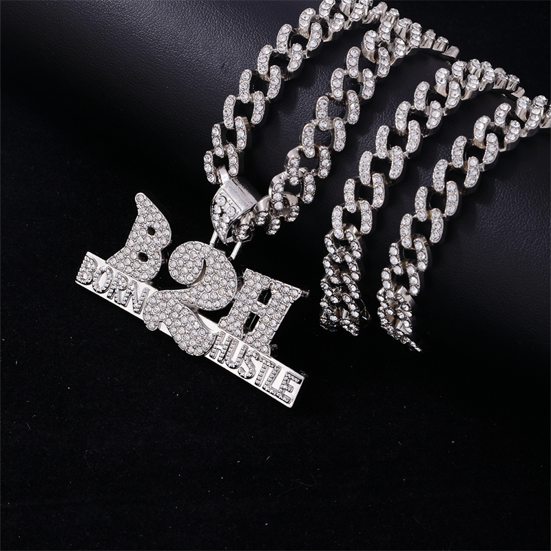 Hip-Hop Letter Zinc Alloy Plating Inlay Rhinestones Men's Pendant Necklace display picture 3