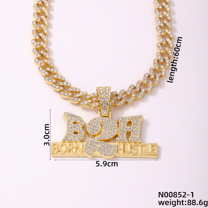 Hip-Hop Letter Zinc Alloy Plating Inlay Rhinestones Men's Pendant Necklace display picture 2