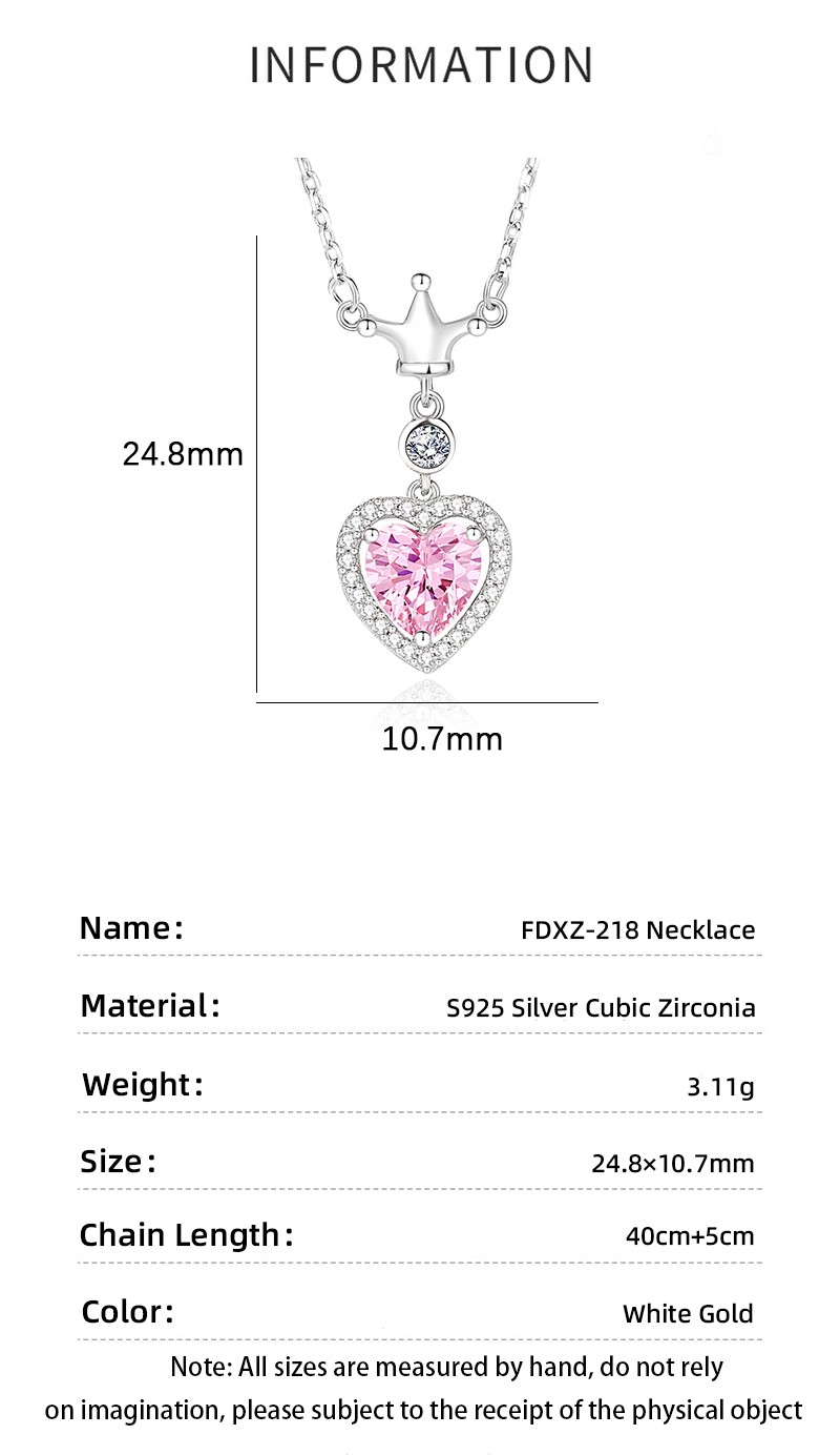 Ig Style Shiny Heart Shape Crown Sterling Silver Polishing Plating Inlay Zircon Pendant Necklace display picture 5