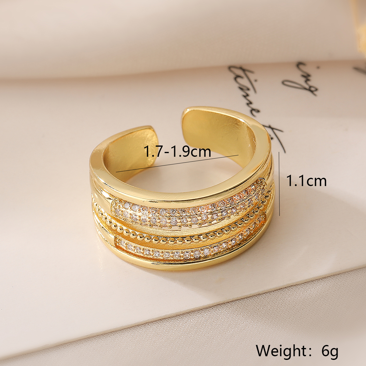 Exaggerated Simple Style Commute Geometric Copper Plating Inlay Zircon 18k Gold Plated Open Rings display picture 3
