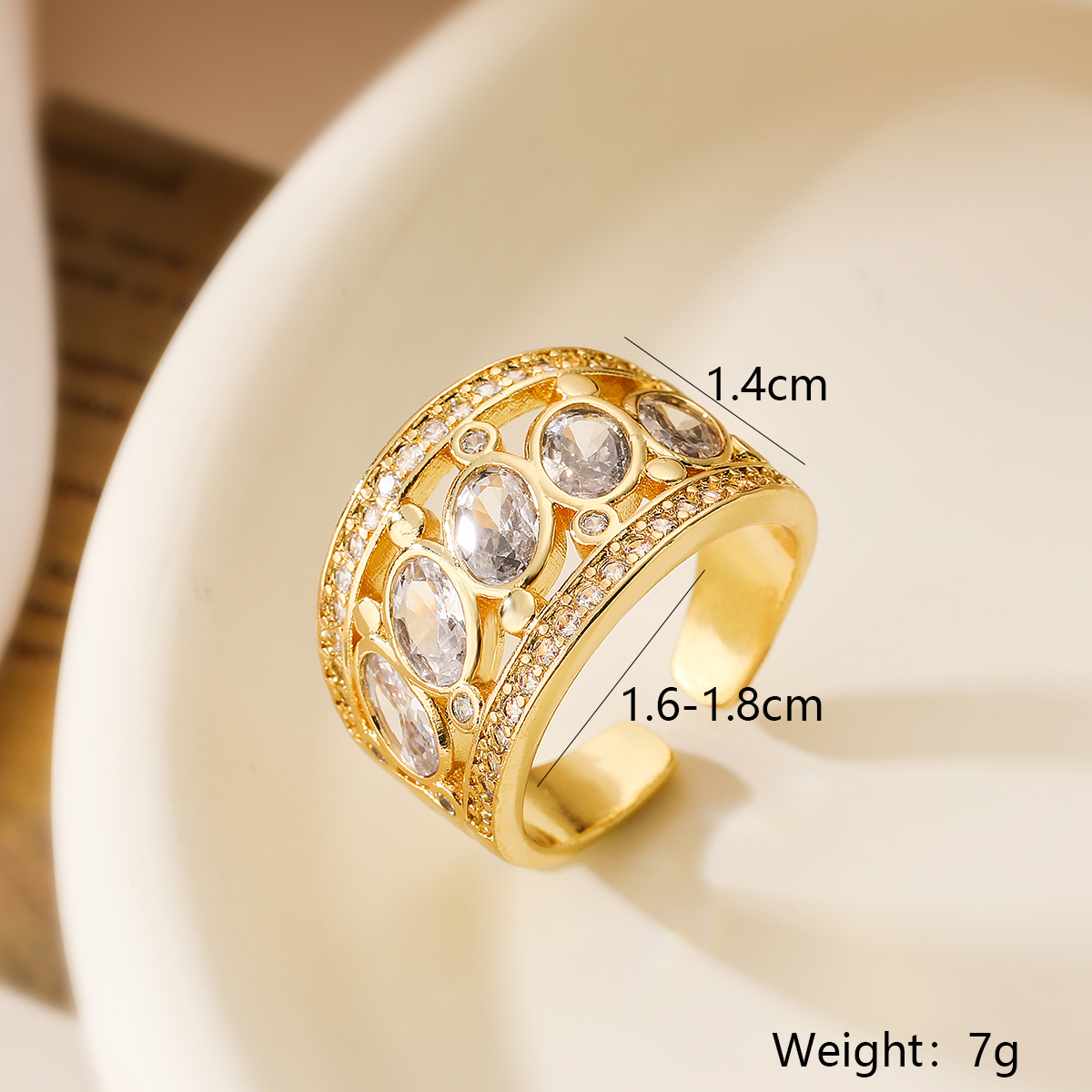Exaggerated Simple Style Commute Geometric Copper Plating Inlay Zircon 18k Gold Plated Open Rings display picture 2
