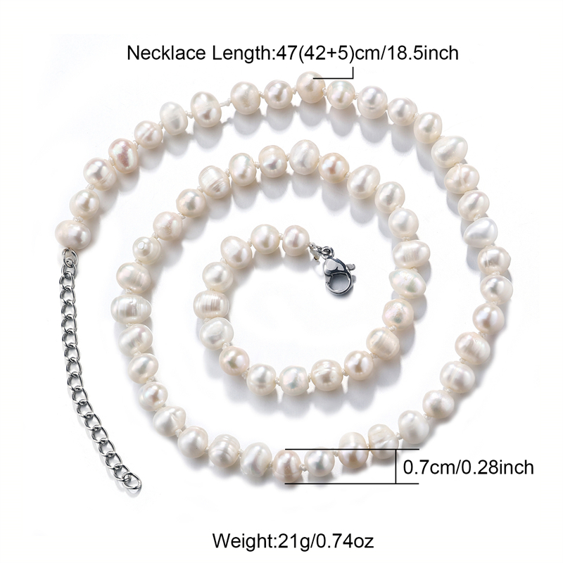 Elegant Simple Style Round Stainless Steel Freshwater Pearl Beaded Handmade Necklace display picture 5