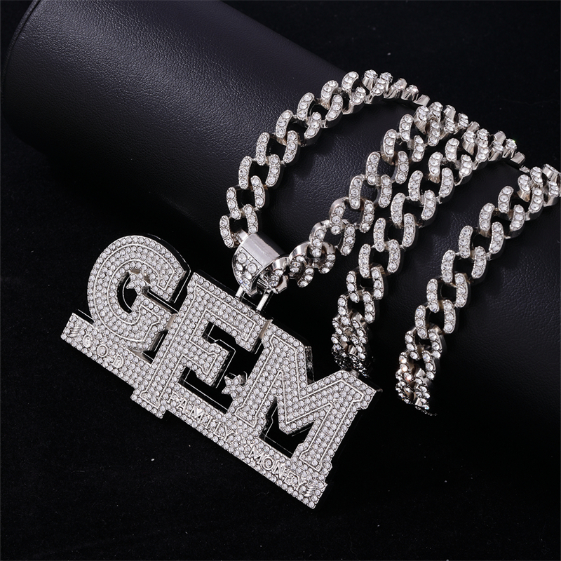 Hip Hop Letra Aleación De Zinc Enchapado Embutido Diamantes De Imitación Hombres Collar Colgante display picture 3
