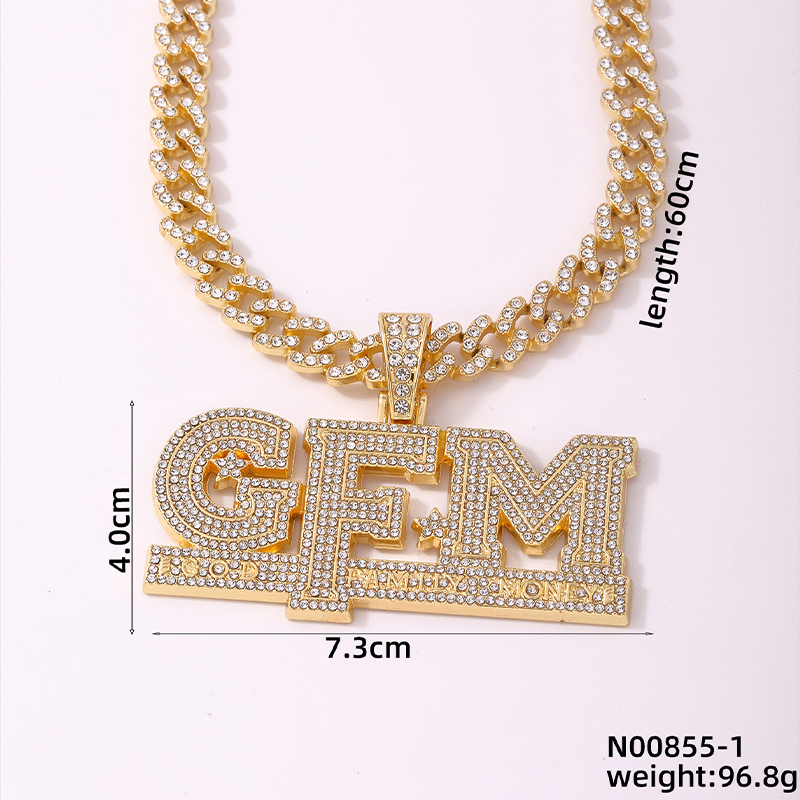 Hip Hop Letra Aleación De Zinc Enchapado Embutido Diamantes De Imitación Hombres Collar Colgante display picture 2
