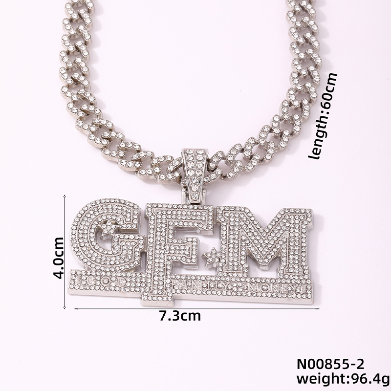 Hip Hop Letra Aleación De Zinc Enchapado Embutido Diamantes De Imitación Hombres Collar Colgante display picture 1