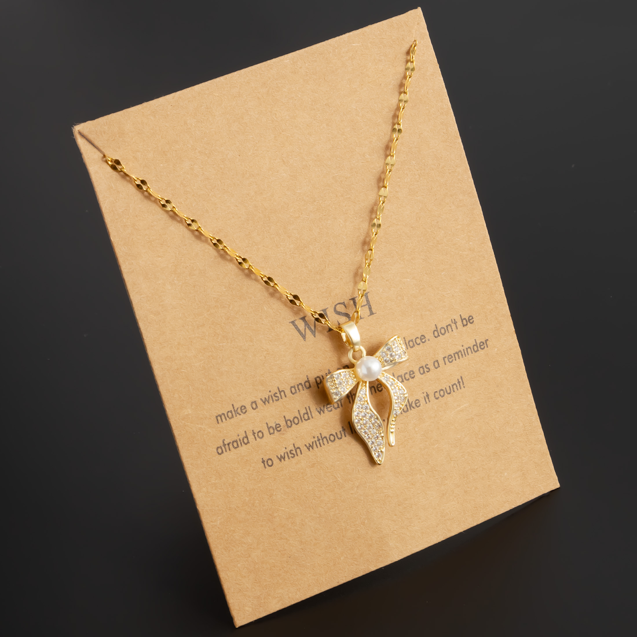 Stainless Steel 18K Gold Plated Sweet Streetwear Plating Inlay Bow Knot Pearl Zircon Pendant Necklace display picture 4
