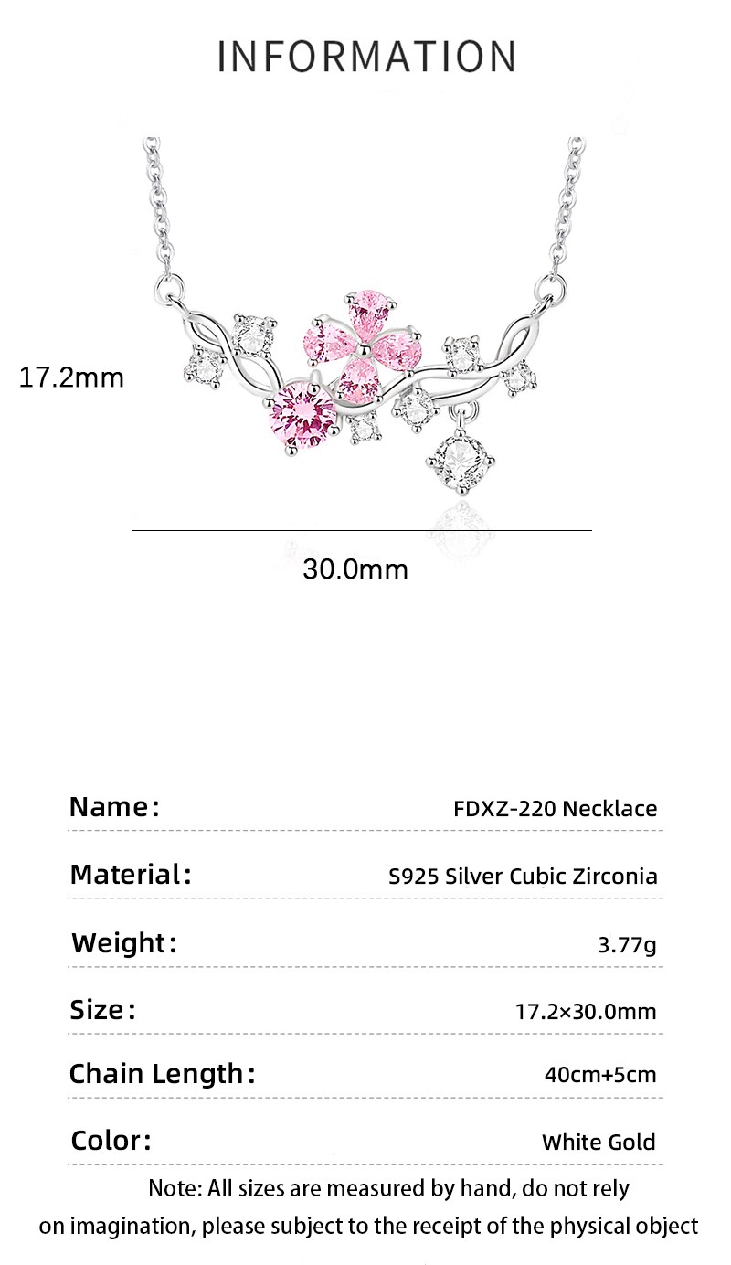 Shiny Flower Sterling Silver Polishing Plating Inlay Zircon Necklace display picture 4