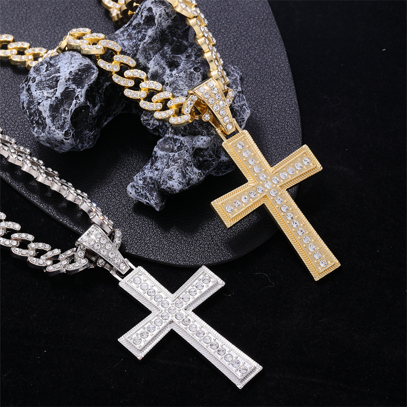 Hip-Hop Cross Zinc Alloy Plating Inlay Rhinestones K Gold Plated Rhodium Plated Men's Pendant Necklace display picture 6