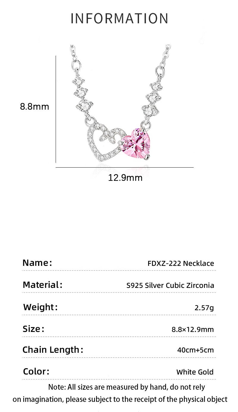 Simple Style Heart Shape Sterling Silver Polishing Plating Inlay Zircon Necklace display picture 4