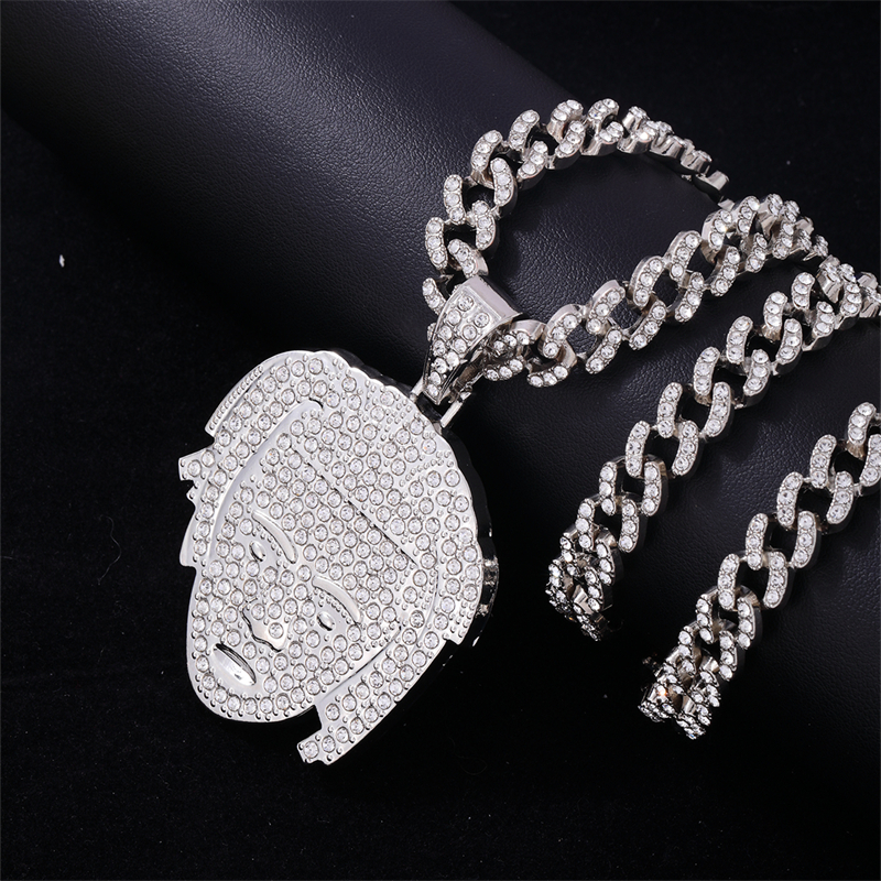 Hip-Hop Human Zinc Alloy Plating Inlay Rhinestones Men's Pendant Necklace display picture 3