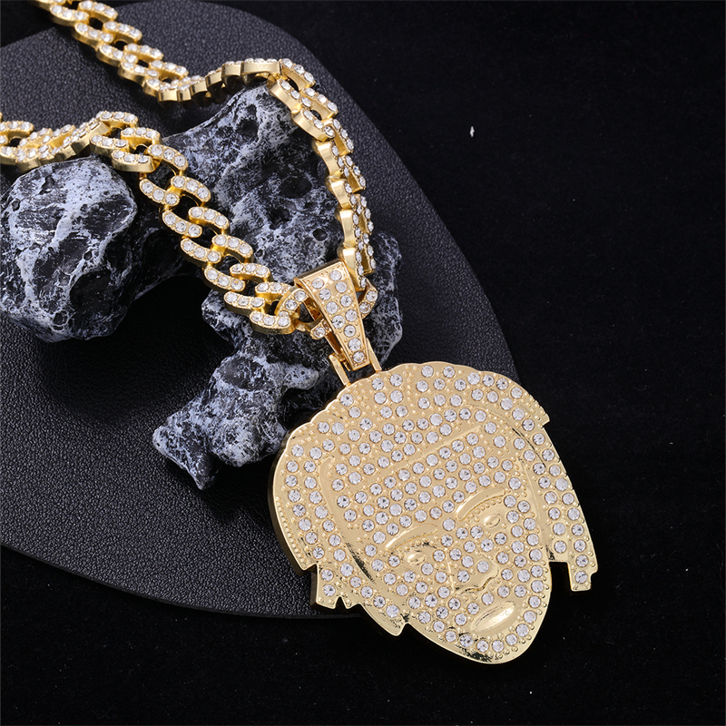 Hip Hop Humano Aleación De Zinc Enchapado Embutido Diamantes De Imitación Hombres Collar Colgante display picture 5
