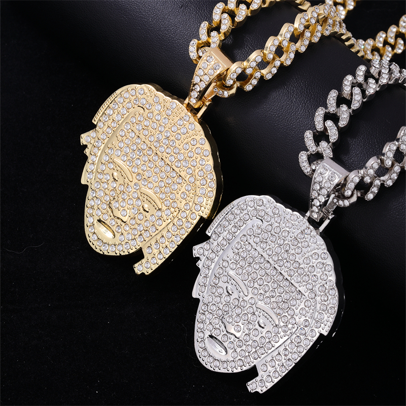 Hip Hop Humano Aleación De Zinc Enchapado Embutido Diamantes De Imitación Hombres Collar Colgante display picture 4